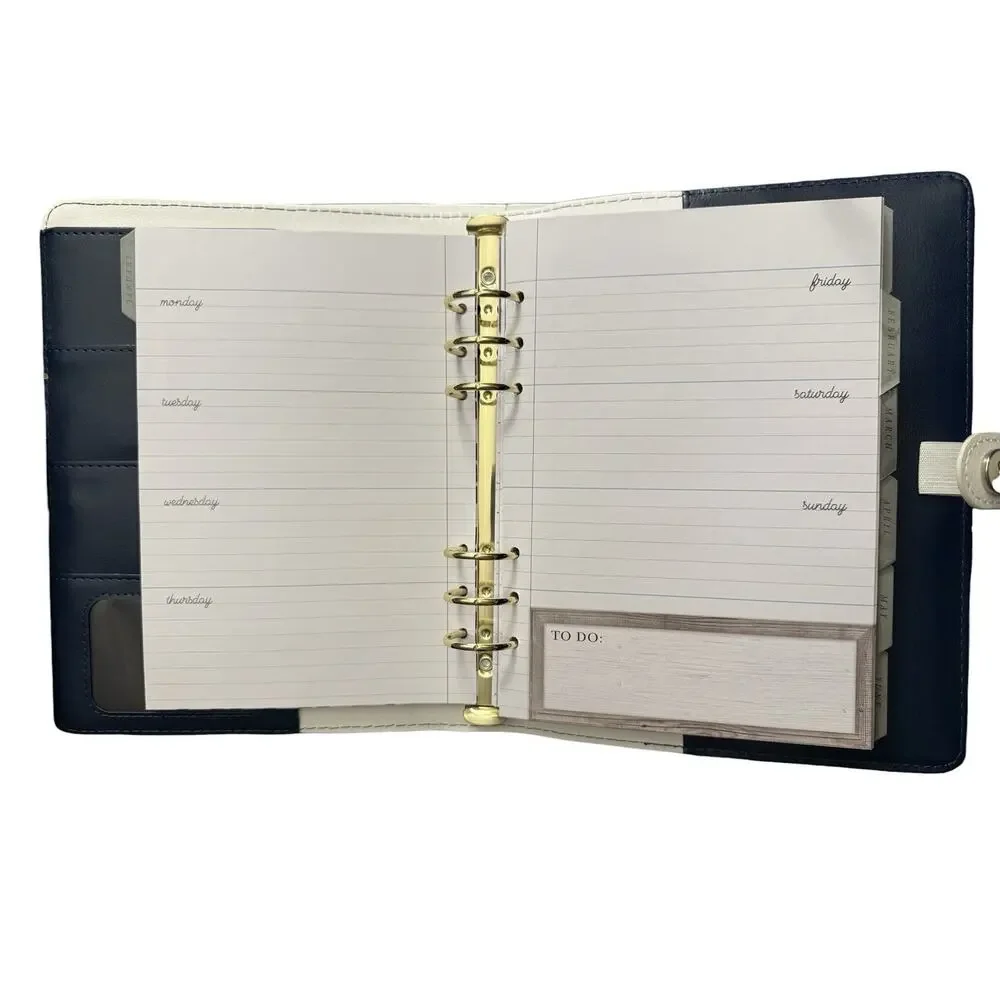 The Paper Studio Agenda 52 Navy Blue White Planner 6 Ring 7.5